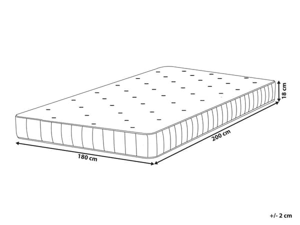 Madras Hvidt Stof 180 x 200 cm 2 Pers Blød Trykaflastende Seng Skummadras til Seng i Allergivenlig Medium Hård Soveværelse Tilbehør God Søvn