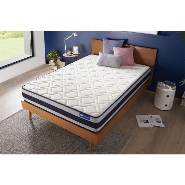 Madrass 140x200 cm Actiflex ergo Pocketfjädrar och minnesskum - tjocklek 24 cm - Fast - 5 komfortzoner