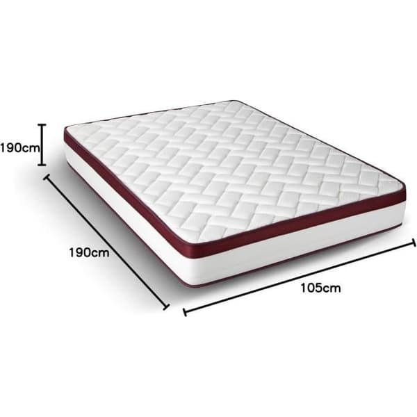 Imperial Confort Helsinki grafenviskoelastisk madrass Dubbelvänd Vinterhöjd Tjocklek 25 cm 105 x 190 cm Vit - Röd