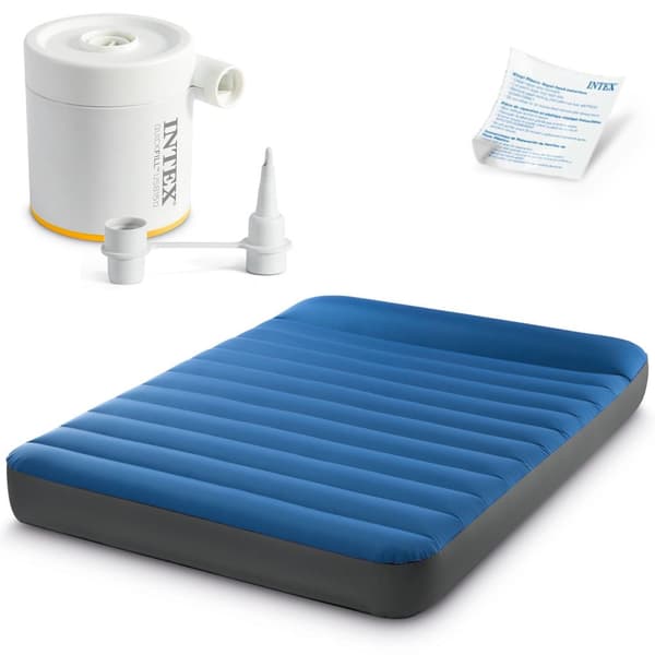 Oppustelig madras 191x137x22 cm med elektrisk pumpe INTEX 64012