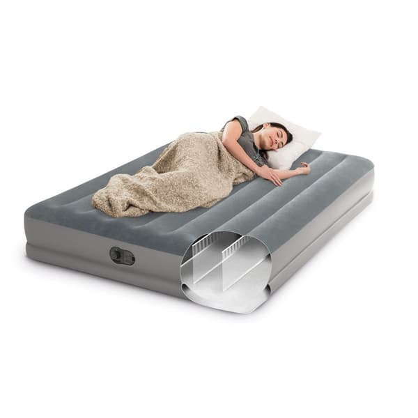 Oppustelig madras 203x152x30 cm med indbygget elektrisk pumpe INTEX 64114