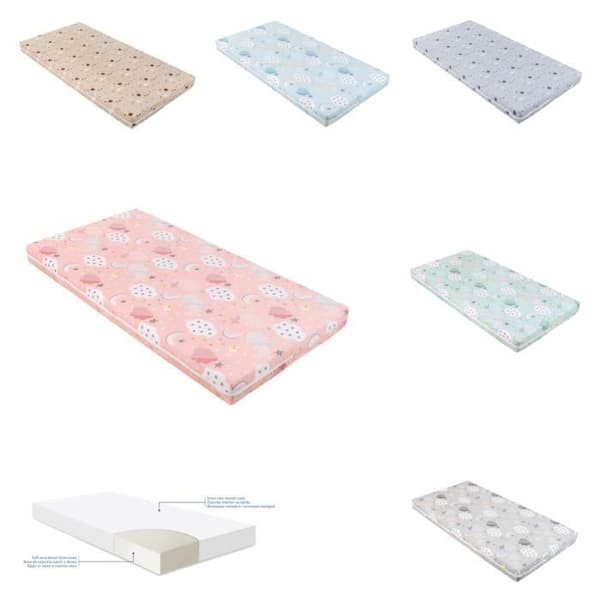 Kikkaboo Sängmatta för barn Fantasia Plus 140 x 70 x 8 cm avtagbart överdrag [Rosa]