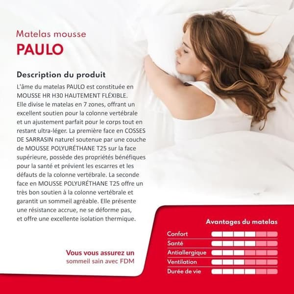 Barnmadrass FDM 90x180 cm Memory Foam Naturlig Bokhvetefyllning 16 cm H3