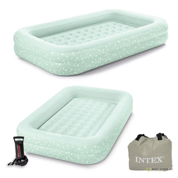 Uppblåsbar madrass med band, djup barnsäng + pump INTEX 66810