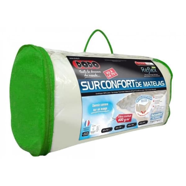 Extra komfortmadrass - DODO - REFLEX ECO - 140x190 cm - 100% ihåliga fibrer - Tvättbar i 40°