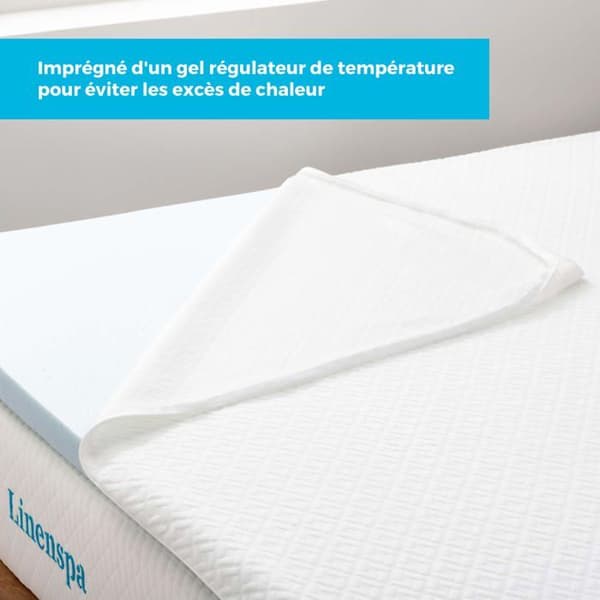 Linenspa - LS5C121930CGT-EU - 5 cm Gel Memory Foam Övermadrass, med tvättbart överdrag - Övermadrass 120 x 190 cm
