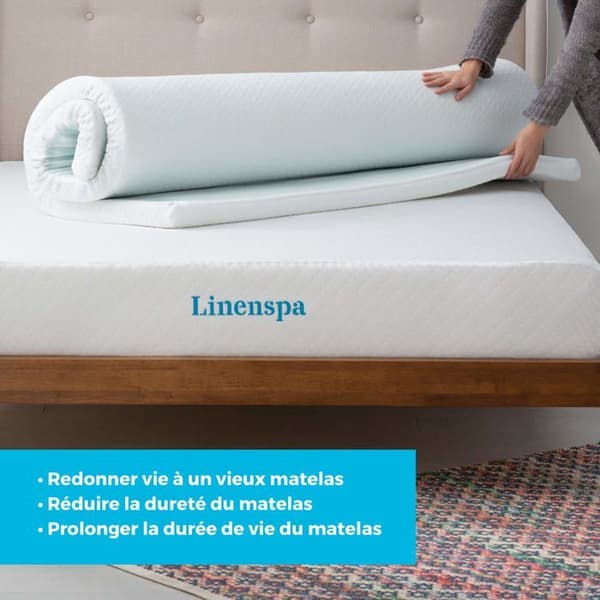 Linenspa - LS5C121930CGT-EU - 5 cm Gel Memory Foam Övermadrass, med tvättbart överdrag - Övermadrass 120 x 190 cm