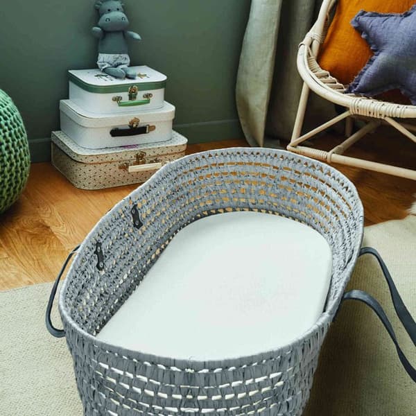 Bassinet madrass utan avtagbart och vändbart överdrag 32x72cm - Vit - Made in France - P'tit Lit