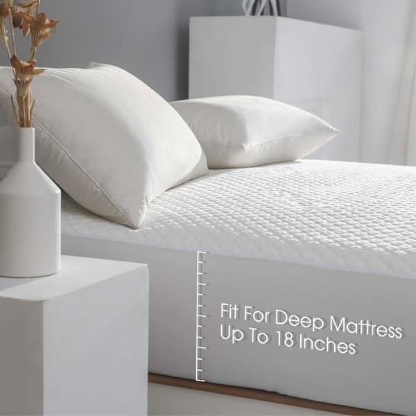 Matelas Reaks Vattentålig madrasskydd i bamburayon för mycket stor säng med djup ficka upp till 45,7 cm