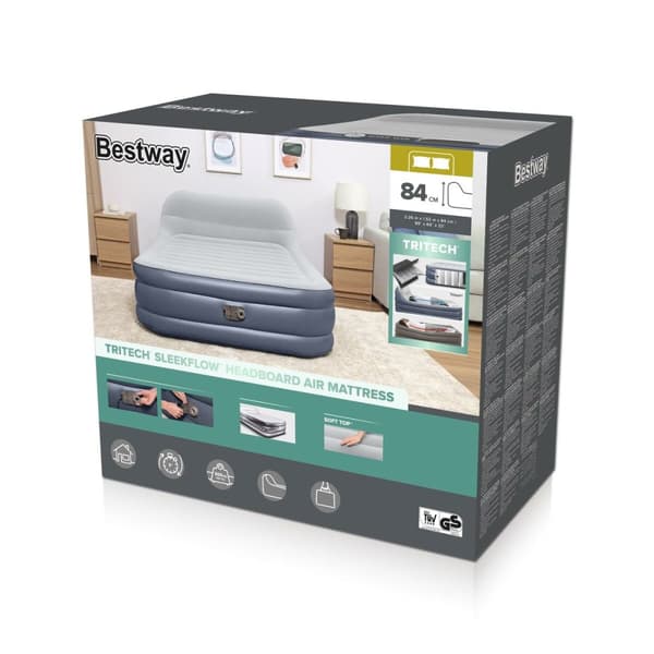 Bestway Dubbel Säng med Motor med Huvudgavel 226x152x84 cm Uppblåsbar och Camping 67923
