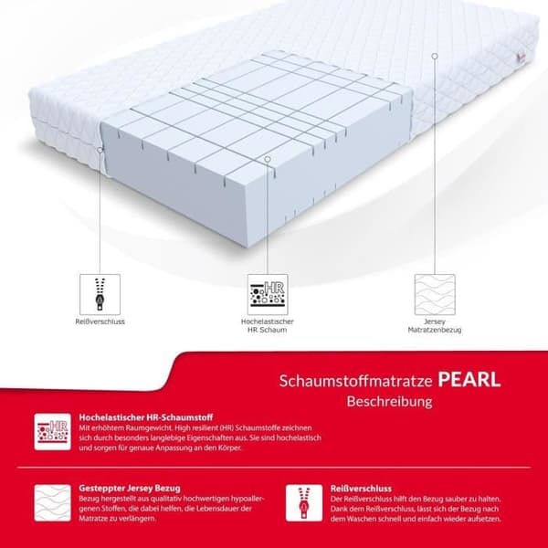 Madrass FDM 90x200 cm Minnesskum Tjocklek 20 cm Fasthet H4