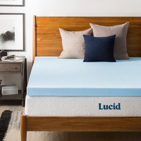 LUCID 7,6 cm madrasskydd för storsäng, minnesskum infuserat med gel, ventilerad design, CertiPur-certifierad