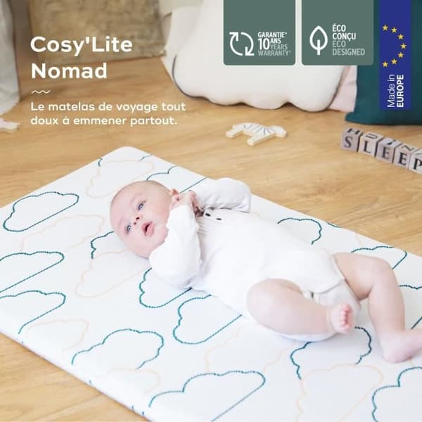 Babymoov Cosy'Lite Nomad Resemadrass 60x120cm, Oeko-Tex, Ekodesignad, Tillverkad i Portugal