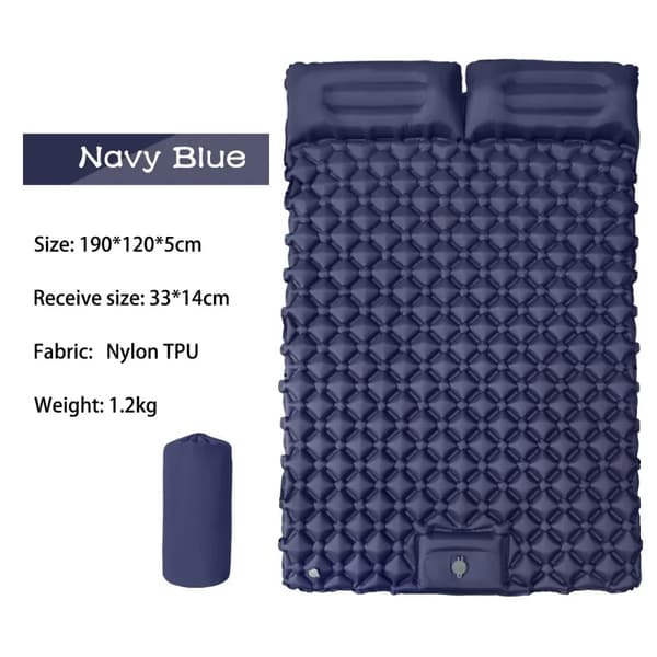 Utomhusliggunderlag, inbyggd kudde, lättviktsdesign, hållbar nylon TPU,Marinblå