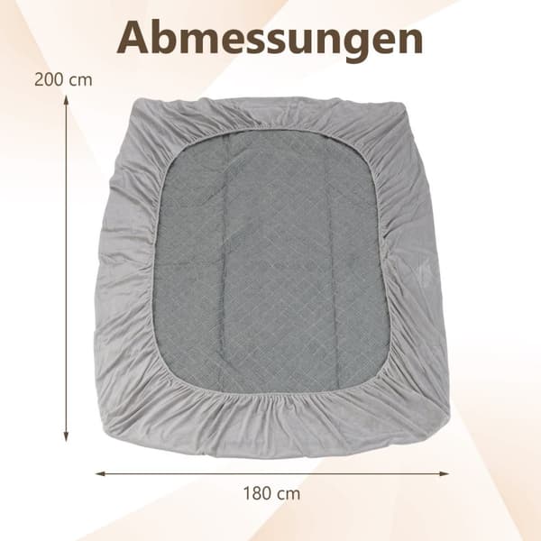 Madrasbeskytter, Luksuriøs Superblød Madrastopper med Dyb Lomme, 180x200 cm, Grå