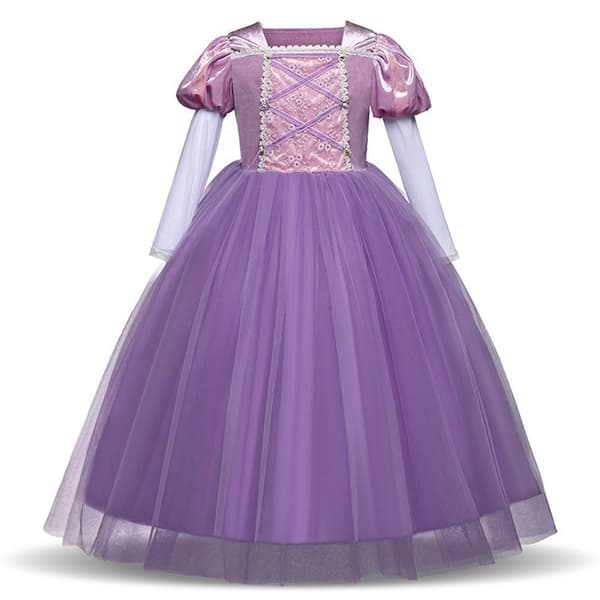 Prinsess Rapunzel klänning Tangled kostym + 7 extra tillbehör