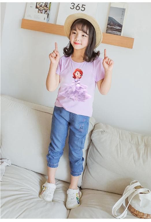 Prinsesse sommer 3D T-shirts & bukser-Elsa-Belle-Rapunzel-Aurora