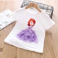 Miniatyrbillede 3 af 11: Prinsesse sommer 3D T-shirts & bukser-Elsa-Belle-Rapunzel-Aurora