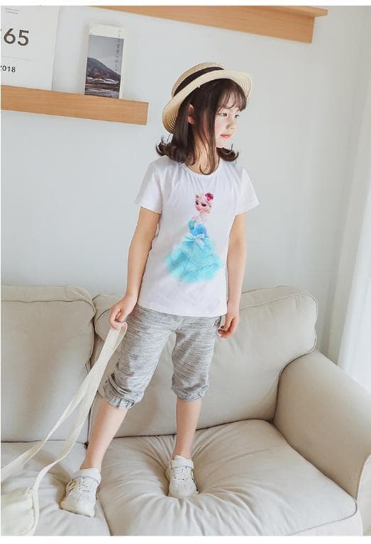 Prinsesse sommer 3D T-shirts & bukser-Elsa-Belle-Rapunzel-Aurora