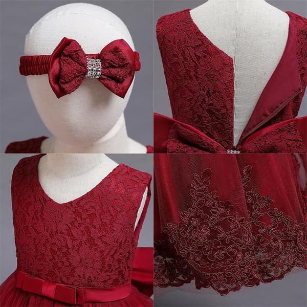 Princess party dresses with Bow and Headband