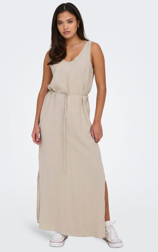 Jacqueline - jdySay SL Maxi Tie Dress Beige XL