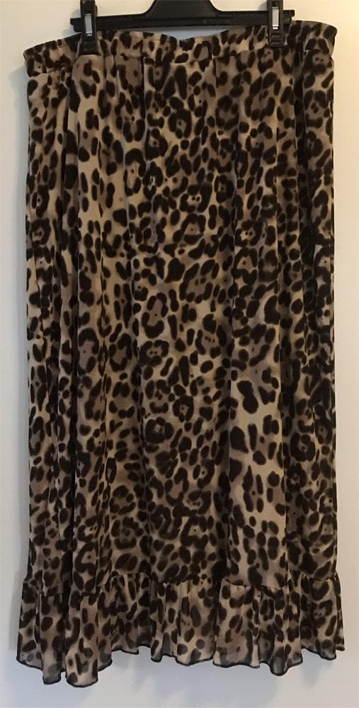Leopard kjol fastsydd omlott och volang framtill 50-52 Zhenzi