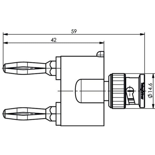 Mätadapter BNC-hane - Laminerade stickdon 4 mm, Laminerade stickdon 4 mm Telegärtner 100023663 Svart, Silver