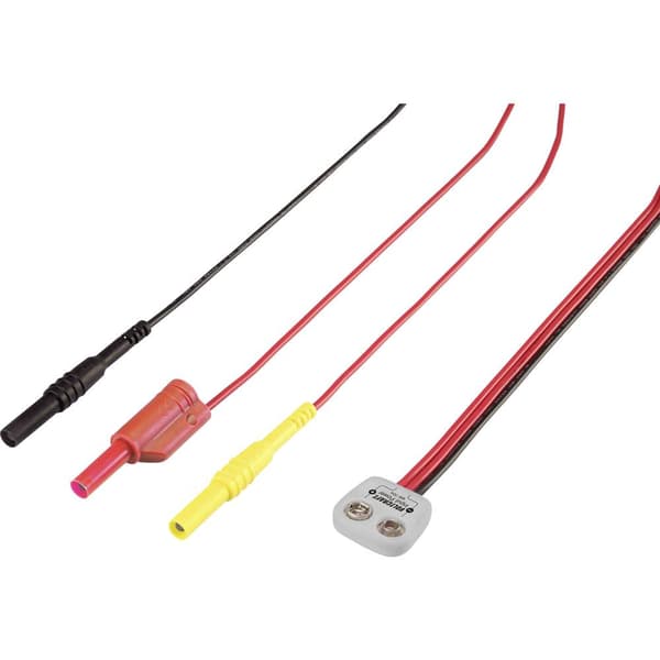 Mätadapter - 9 V batterianslutning rak VOLTCRAFT MB-704 Svart, Röd