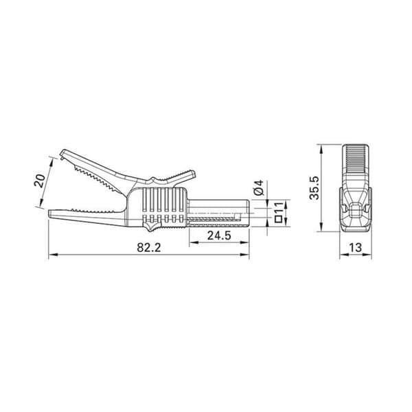 Stäubli XKK-1001 Säkerhets-krokodilklämma CAT II Grön, Gul