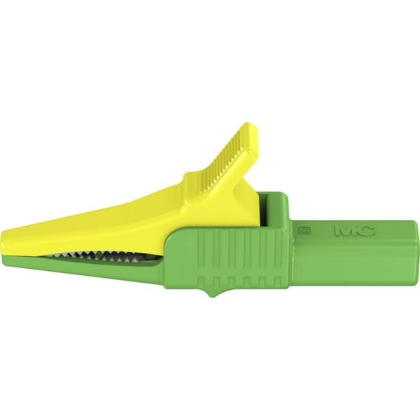 Stäubli XKK-1001 Säkerhets-krokodilklämma CAT II Grön, Gul