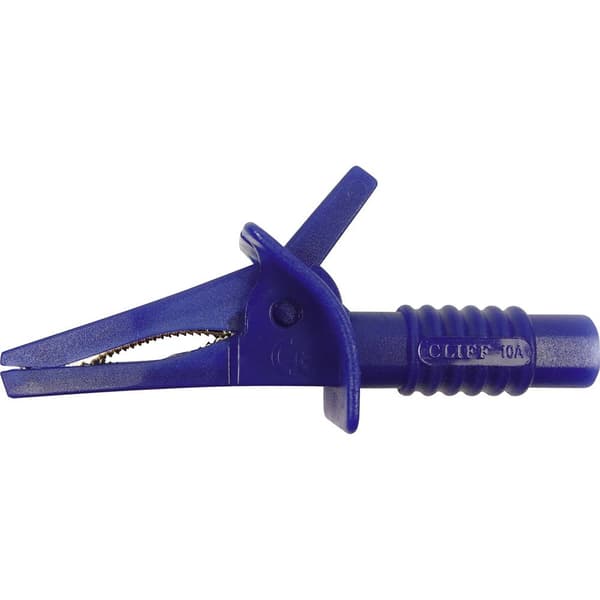Cliff FCR7943 Säkerhets-krokodilklämma Stiftanslutning 4 mm CAT II 1000 V, CAT III 600 V Blå