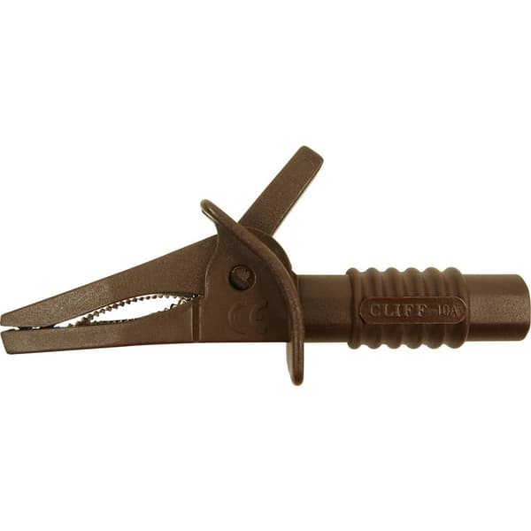 Cliff FCR7944 Säkerhets-krokodilklämma Stiftanslutning 4 mm CAT II 1000 V, CAT III 600 V Brun