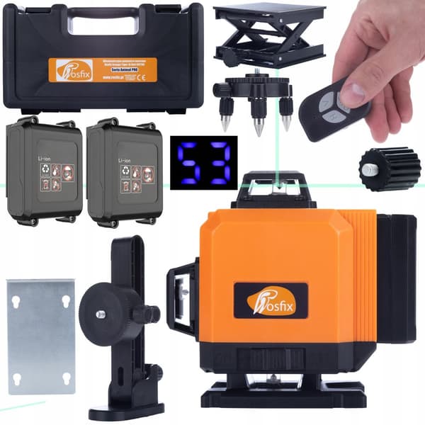 Rosfix Orange Tiger 16 linjer ROT16L-B laser niveau med store USB-C batterier i et sæt etui