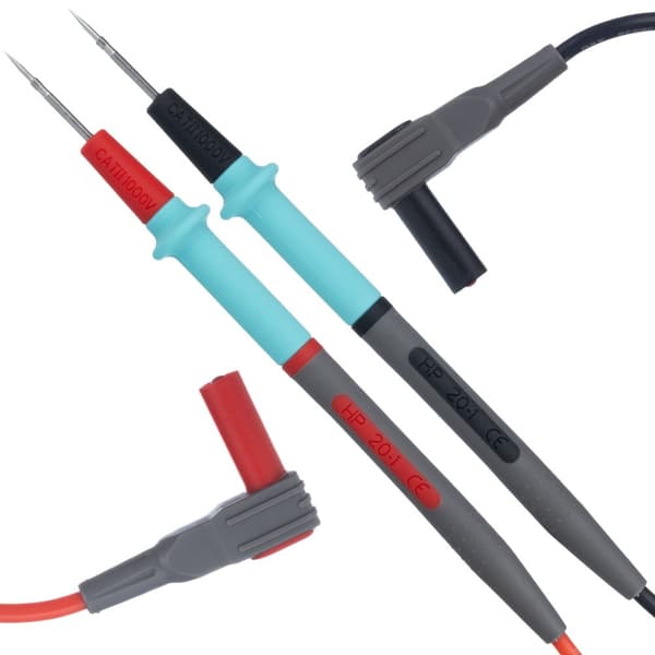 Testledninger til multimeter 1000V/20A, spids - skarp stift, silikoneisolering