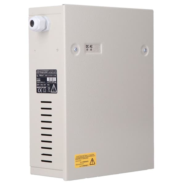 Systemstrømforsyning PS-3X-1 12V, maks. 3A, plads til batteri, kan udstyres med et ekstra modul (PS3-MR) der overvåger spændingsstatus