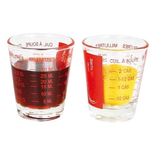 Verres doseurs miniatures - Märke - Modell - 4 delar - Gradering ml, oz, tbsp, tsp - Glas