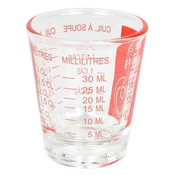 Verres doseurs miniatures - Märke - Modell - 4 delar - Gradering ml, oz, tbsp, tsp - Glas