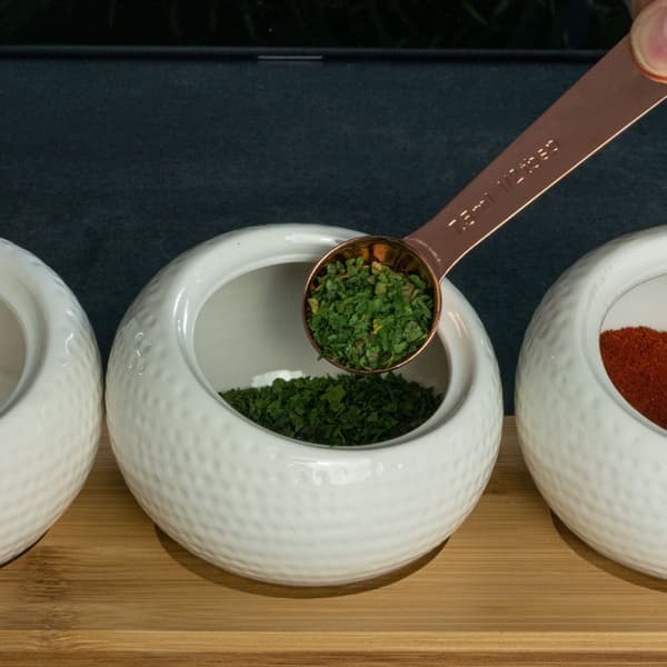 Måttskedsset i 6 delar av rostfritt stål 1 matsked - 1/8 tesked - måttsked för uppmätning av torra och flytande ingredienser för matlagning och