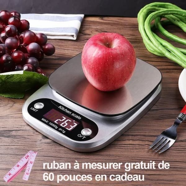 Elektronisk köksvåg Digitalvåg 10 kg/1g LCD-precision i rostfritt stål för tårta/kex/proffs