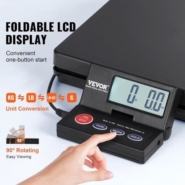 VEVOR Digital Postvåg 50 kg Precisionspaketvåg 2 g med Timer Tara Funktion Underhåll LCD-skärm Fällbar 90° Ba215