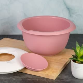 Vispskål med tvådelat lock, 3,5L, Pink/White
