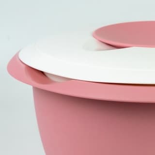 Vispskål med tvådelat lock, 3,5L, Pink/White