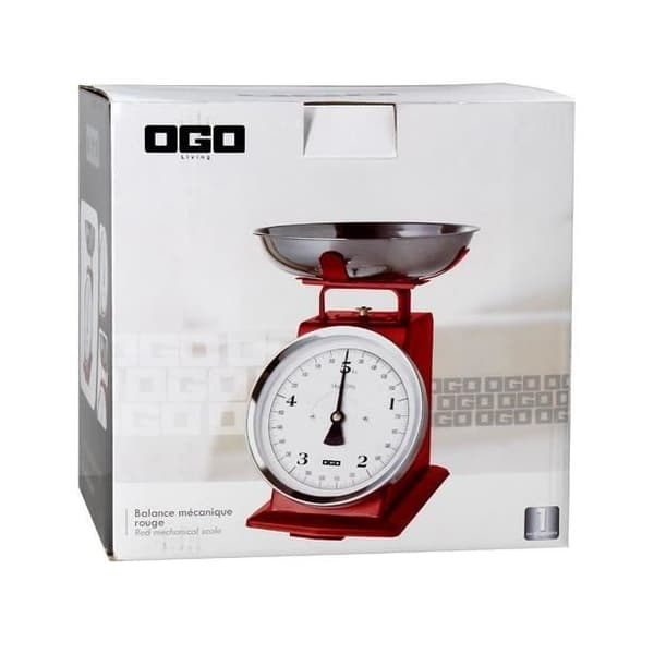 Köksvåg - OGO LIVING - OGO 7915011 - Avtagbar bricka i rostfritt stål - Röd - 20g gradering