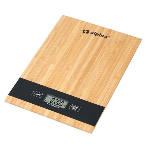 Köksvåg Digital - Alpina - 5 kg - Bambudesign - Tarefunktion - Liten Hushållsapparat