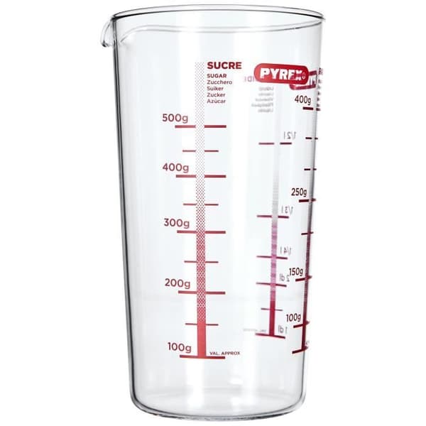 Måttkopp - 0,5 L - genomskinlig och röd