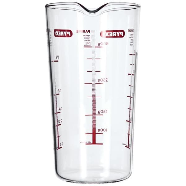 Måttkopp - 0,5 L - genomskinlig och röd