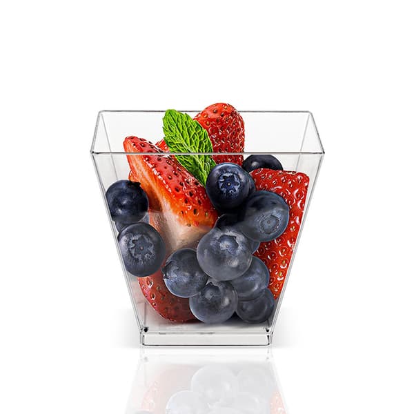 INF 25 stk. 58C dessertbegre - gjennomsiktige firkantede plastbegre til mousse, pudding og mer