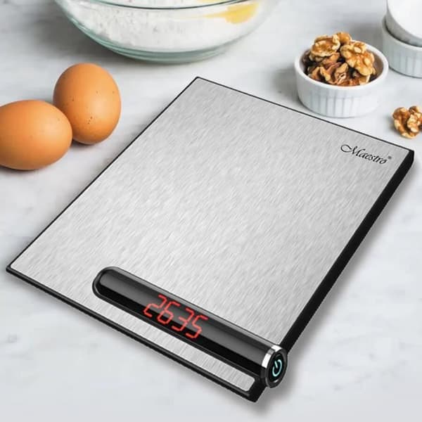 Köksvåg Maestro, LCD-skärm med bakgrundsbelysning, maximalt vikt: 5 kg, silver, MR-1804