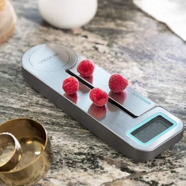 Cecotec Cook Control 10100 EcoPower Kompakt köksvåg. Vikbar, batterifri, noggrannhet från 1 g, LCD-display, funktion