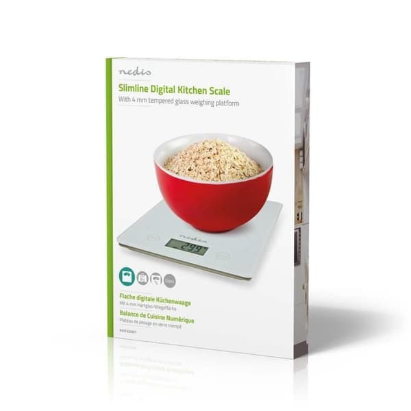 Nedis digital köksvåg - KASC620WT - Vit - 5 kg - Tarafunktion - 1 g gradering